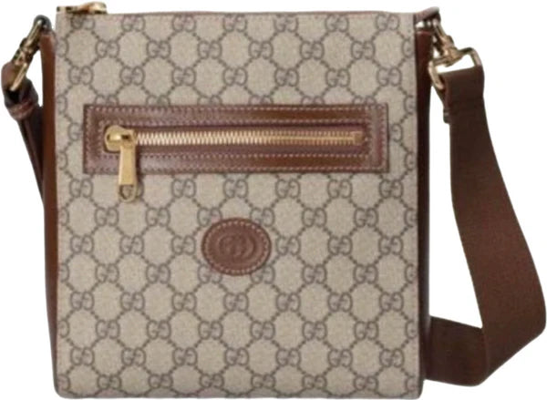 Sacoche Gg detail en cuir marron facture